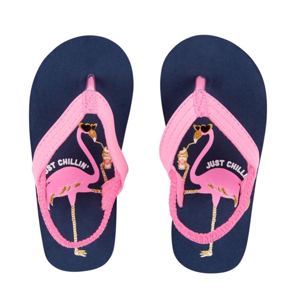 girls flamingo flip flops